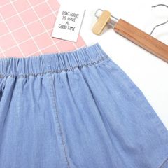 Quần Váy Jean Tà Xếp Ly Bé Gái