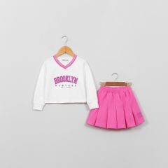 Set Váy Thun Xếp Ly Bé Gái Kèm Áo Brooklyn