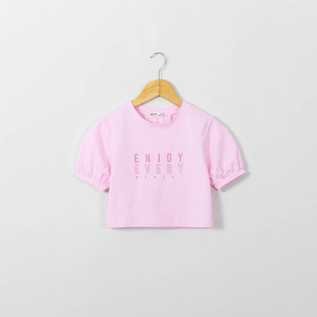 Áo Thun Croptop Ngắn Tay Bé Gái In Chữ Enjoy