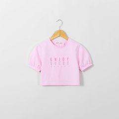 Áo Thun Croptop Ngắn Tay Bé Gái In Chữ Enjoy