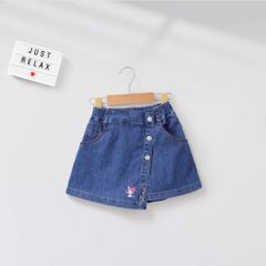 Quần Giả Váy Jean Mềm Thêu Chữ In Hình Kuromi Hotrend Cho Bé Gái Nexxi