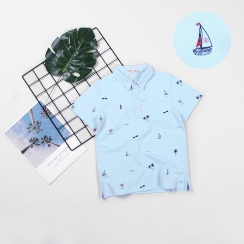 Áo Thun Polo Bé Trai In Hoạ Tiết Biển Nexxi