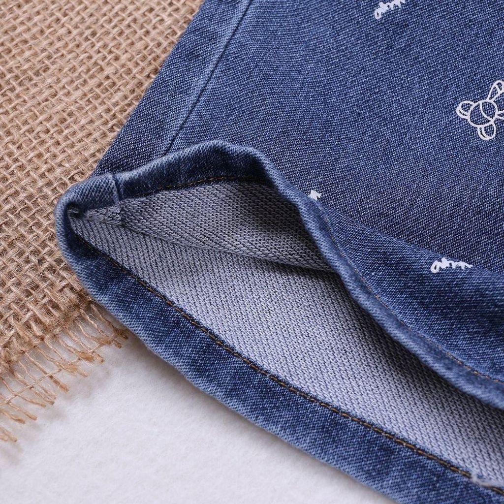 Quần Đùi Jean Bé Trai In Hoạ Tiết Gấu