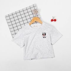 Áo Thun Croptop Bé Gái Thêu Hình Mickey