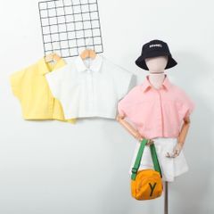 Áo Sơ Mi Croptop Cánh Dơi Form Rộng Cho Bé Gái
