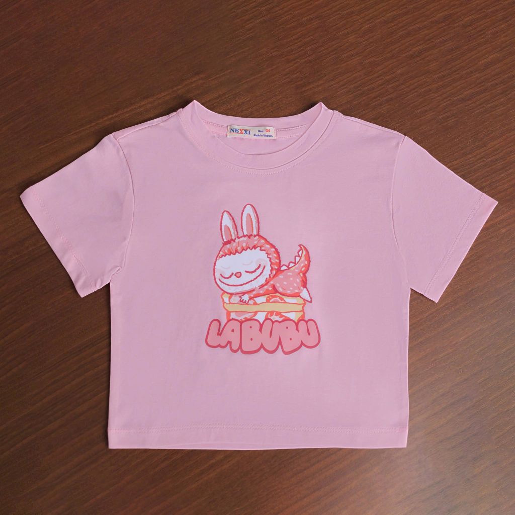 Set Bé Gái Chân Váy Xếp Tầng Kèm Áo Thun Họa Tiết Labubu Hottrend Nexxi