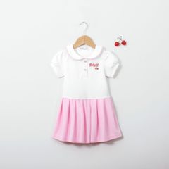 Đầm Thun Polo Bé Gái Xếp Ly Thêu Chữ Babygirl