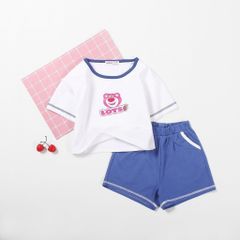 Bộ Thun Đùi In Gấu Lotso Bé Gái