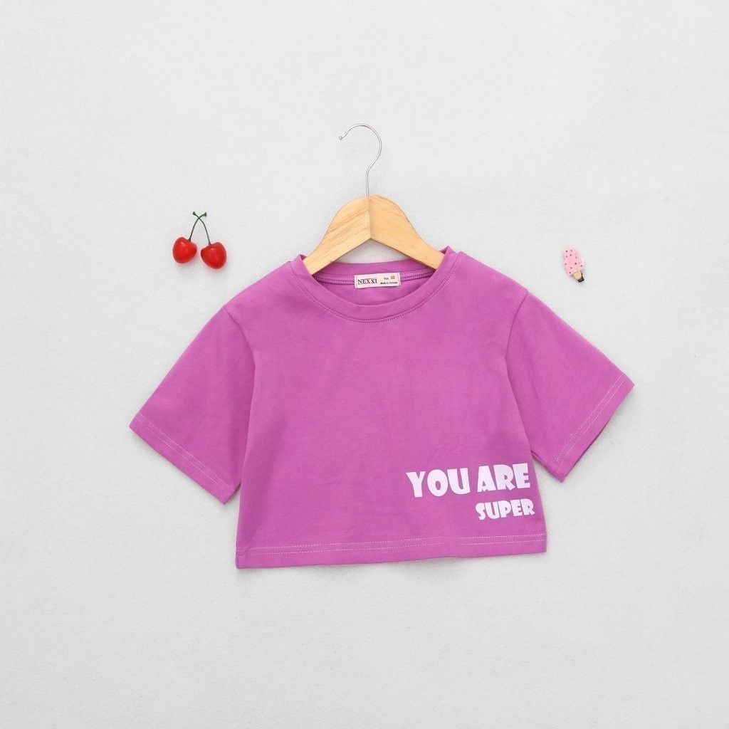 Áo Thun Croptop Bé Gái In Hình Super