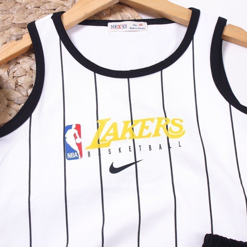 Bộ Thun Đùi Áo Sát Nách Sọc Lakers Bé Trai