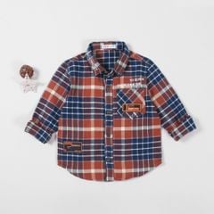 Áo Sơ Mi Dài Tay Caro Bé Trai In Chữ DEVER