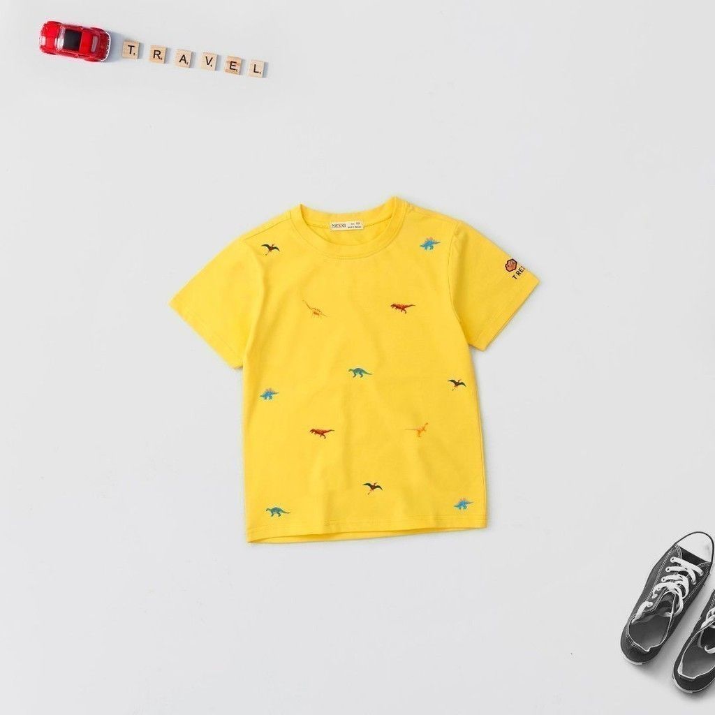 Áo Thun Cổ Tròn Bé Trai Hoạ Tiết Khủng Long