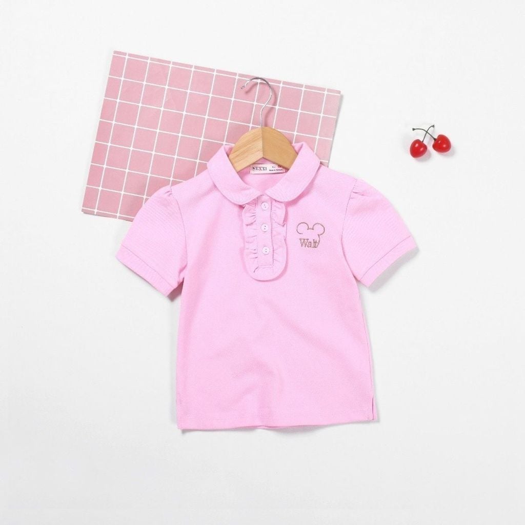 Áo Thun Polo Bé Gái Thêu Gấu Walt