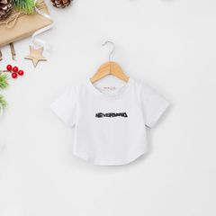 Áo Thun Croptop Bé Gái Lai Bầu In Chữ Nevermind
