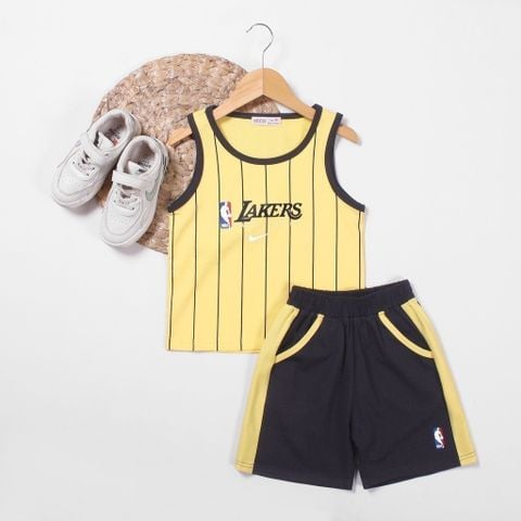 Bộ Thun Đùi Áo Sát Nách Sọc Lakers Bé Trai