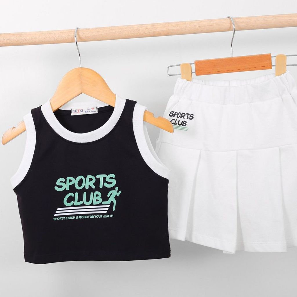Set Váy Thun Xếp Ly Kèm Áo Sport Club