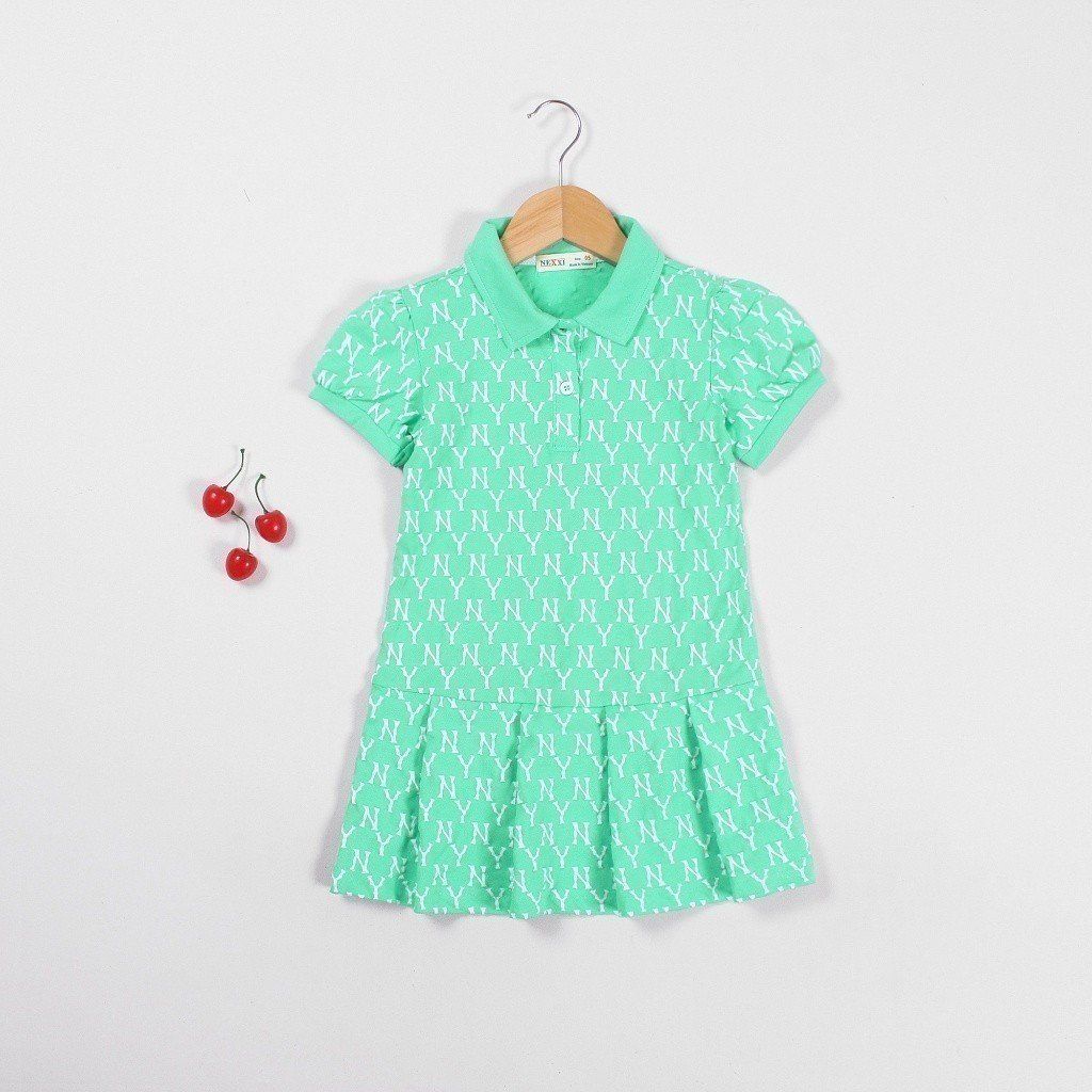 Váy Polo Xếp Ly Bé Gái Hoạ Tiết NY