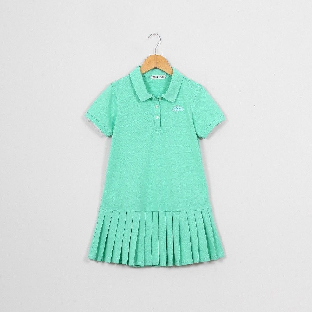Đầm Thun Polo Bé Gái Xếp Ly Authentic