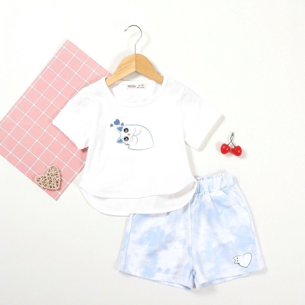 Bộ Thun Đùi In Mèo Điệu Bé Gái