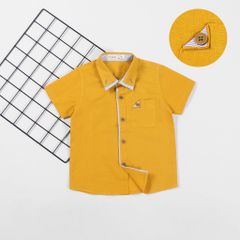 Sơ Mi Linen Ngắn Tay Nếp Gấp Túi Basic Cho Bé Trai Nexxi