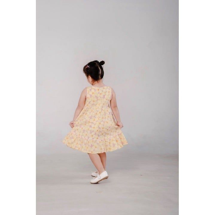 Đầm Babydoll Sát Nách Hoạ Tiết Hoa Sọc Cho Bé Gái