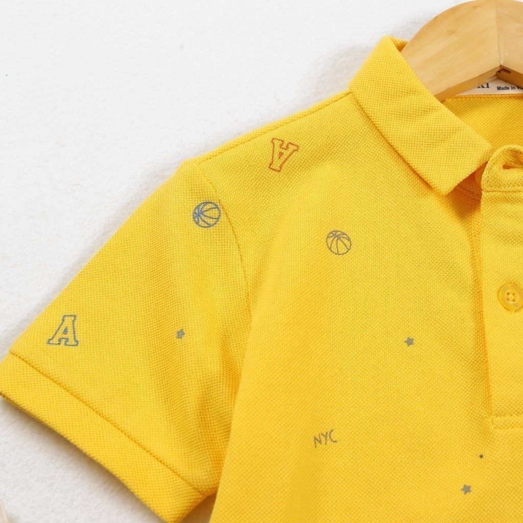 Áo Thun Polo Bé Trai In Hoạ Tiết Bóng