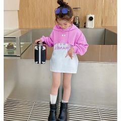 Set Đầm Tank Top Kèm Áo Hoodie Croptop Bé Gái