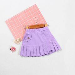 Chân Váy Linen Xếp Ly Túi 1 Bên Bé Gái