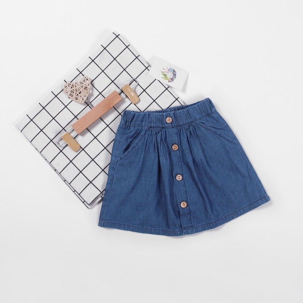 Chân Váy Jean Phối Nút Bé Gái