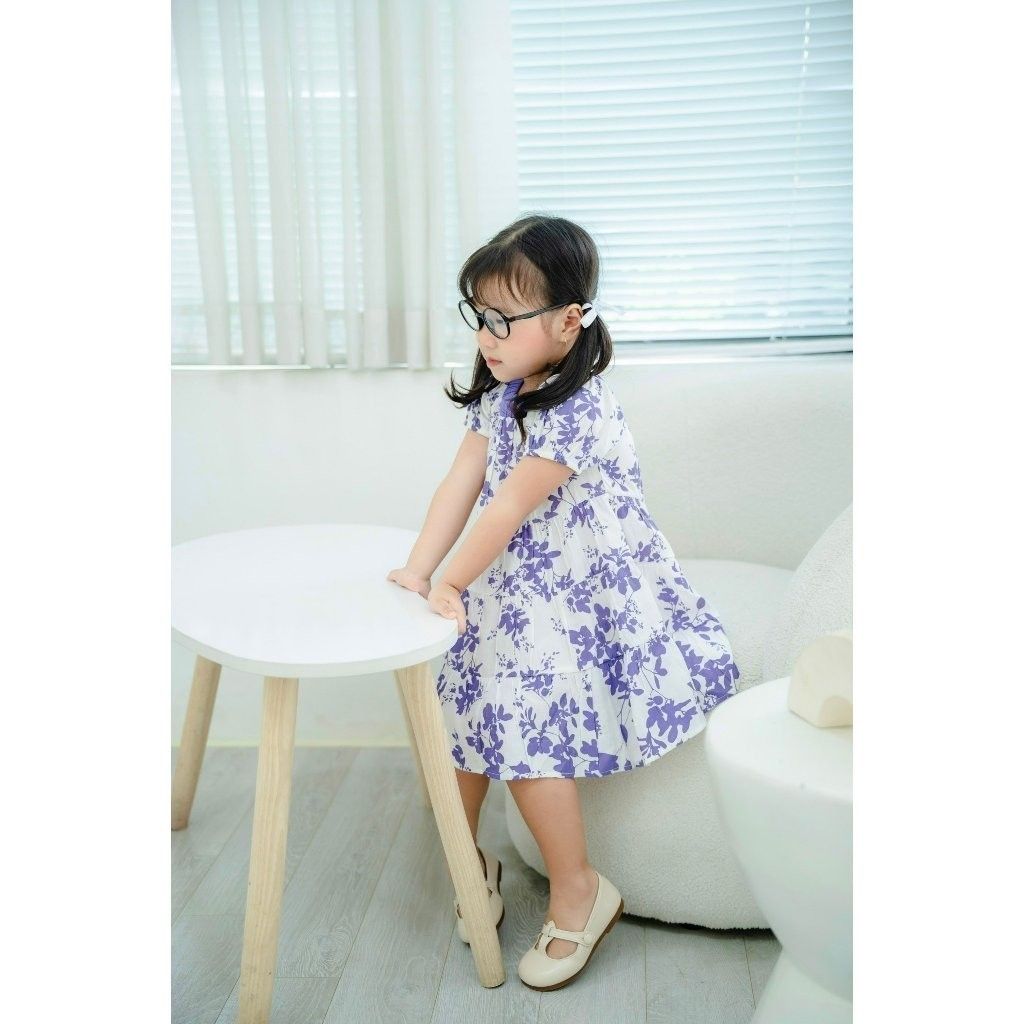 Đầm Xoè Babydoll Bé Gái Hoạ Tiết Hoa