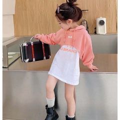 Set Đầm Tank Top Kèm Áo Hoodie Croptop Bé Gái