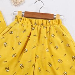 Set Áo Thun Sát Nách Cổ Bèo Kèm Quần Đùi Bé Gái