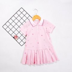 Đầm Polo Xếp Ly Bé Gái Hoạ Tiết Hoa Nhí