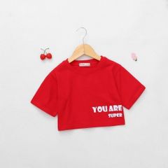 Áo Thun Croptop Bé Gái In Hình Super