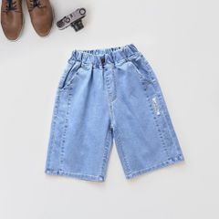 Quần Jean Lửng Siêu Đại Bé Trai Rã Ống Logo New York