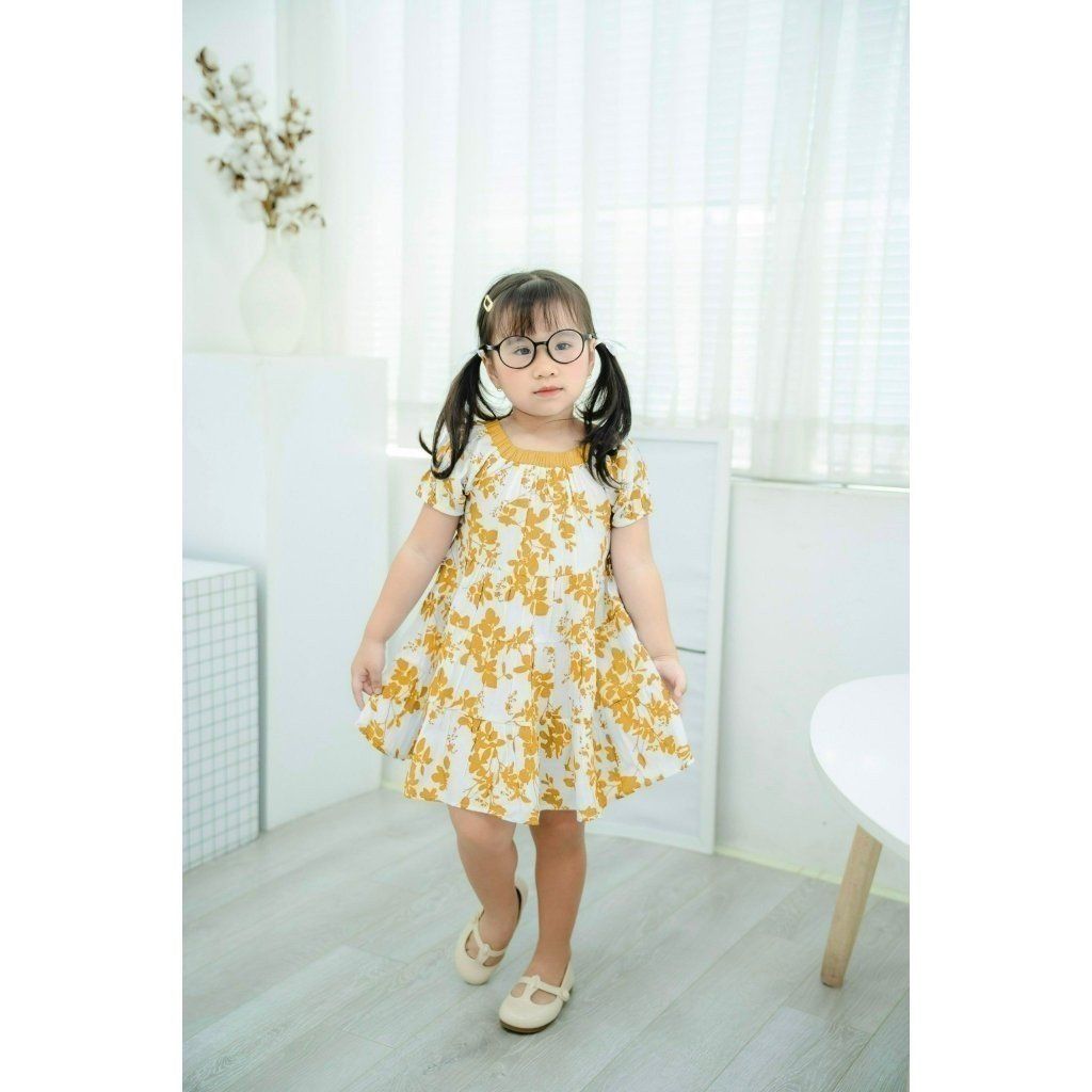 Đầm Xoè Babydoll Bé Gái Hoạ Tiết Hoa
