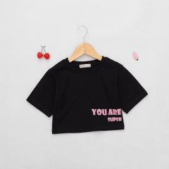Áo Thun Croptop Bé Gái In Hình Super