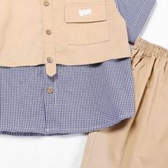 Set Ghile Bé Trai In Chữ Play Kèm Áo Sơ Mi Và Quần Đùi