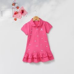 Đầm Polo Đuôi Cá Bèo Tầng Bé Gái In Gấu Lotso