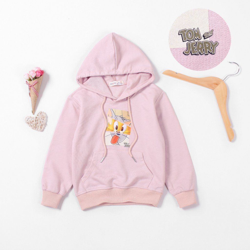 Áo Hoodie  Da Cá  Bé Gái Có Nón In Tom & Jerry Năng Động Nexxi