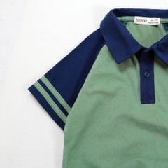 Bộ Thun Bé Trai Áo Cổ Bé Phối Sọc In Logo ACFC