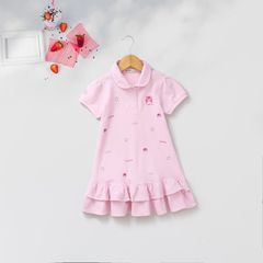 Đầm Polo Đuôi Cá Bèo Tầng Bé Gái In Gấu Lotso