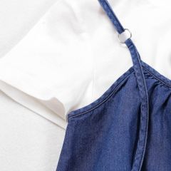 Set Đầm Jean Xòe Kèm Áo Thun In Hình Trái Tim