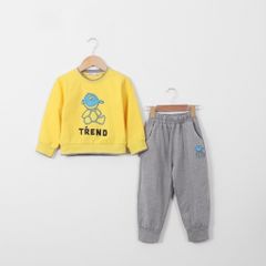 Bộ Thun Dài Tay Bé Trai In Hình Gấu Trend