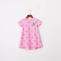 Đầm Thun Vạt Bầu Bé Gái In Chữ B
