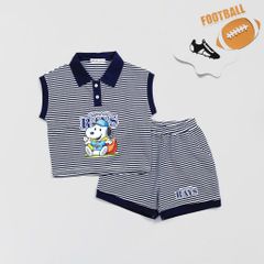 B️ộ Thun Sọc Sát Nách Cổ Bẻ  In Cún Snopee Rays Bé Trai Nexxi