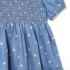 Đầm Jean Xòe Bé Gái Họa Tiết Smocking