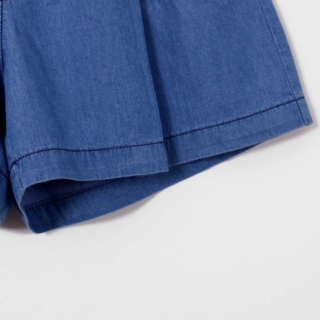 Quần Đùi Jean Ống Rộng Xếp Ly Bé Gái