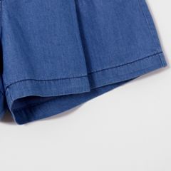 Quần Đùi Jean Ống Rộng Xếp Ly Bé Gái