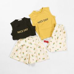 Set Áo Thun Sát Nách Niceday Kèm Quần Đùi In Hoạ Tiết Trái Thơm Bé Gái